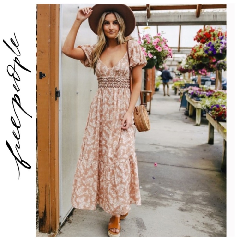 NWT Free People Ellie Printed MaxiDress in Neutral - Picture 4 of 16